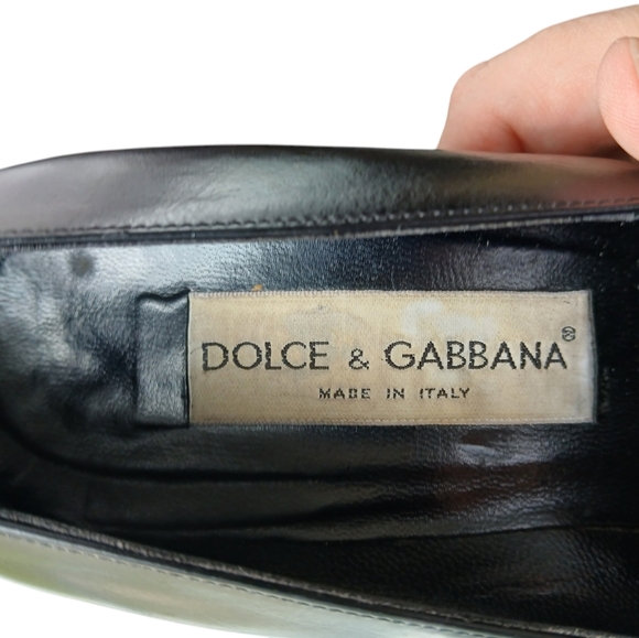 Dolce & Gabanna Fur Top Heel Logo Loafers Womans size 9 / 39 & 1/2 Black - Picture 2 of 12
